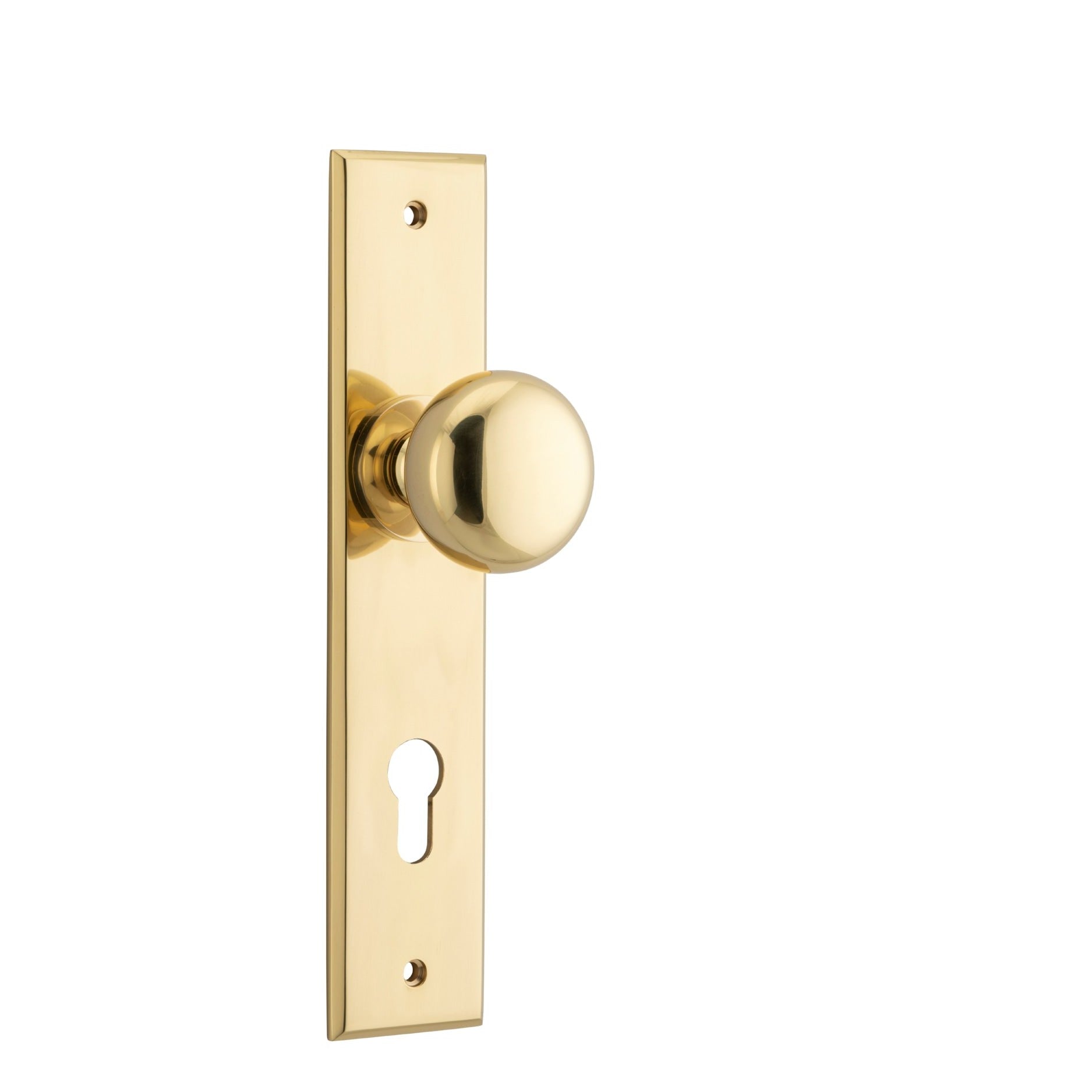 Iver Door Knob Cambridge Chamfered Euro Pair Polished Brass