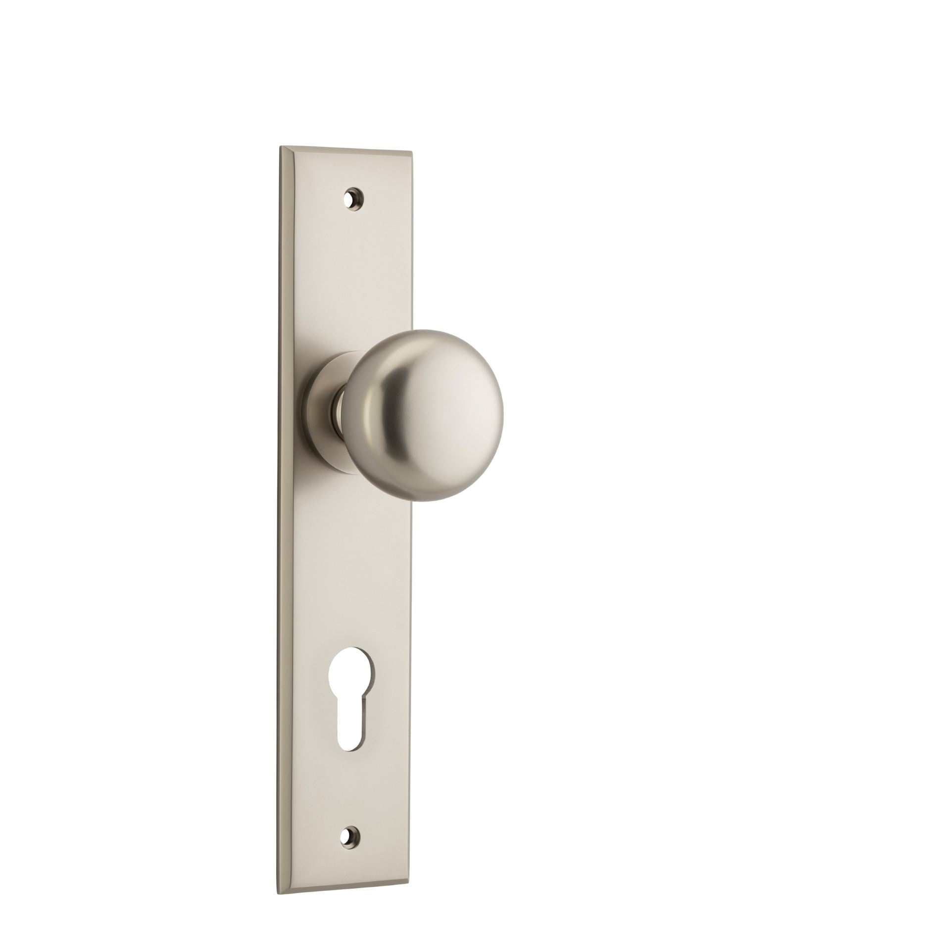 Iver Door Knob Cambridge Chamfered Euro Pair Satin Nickel