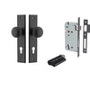 Iver Door Knob Cambridge Chamfered Key/Key Matt Black Entrance Kit