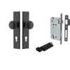 Iver Door Knob Cambridge Chamfered Key/Thumb Matt Black Entrance Kit