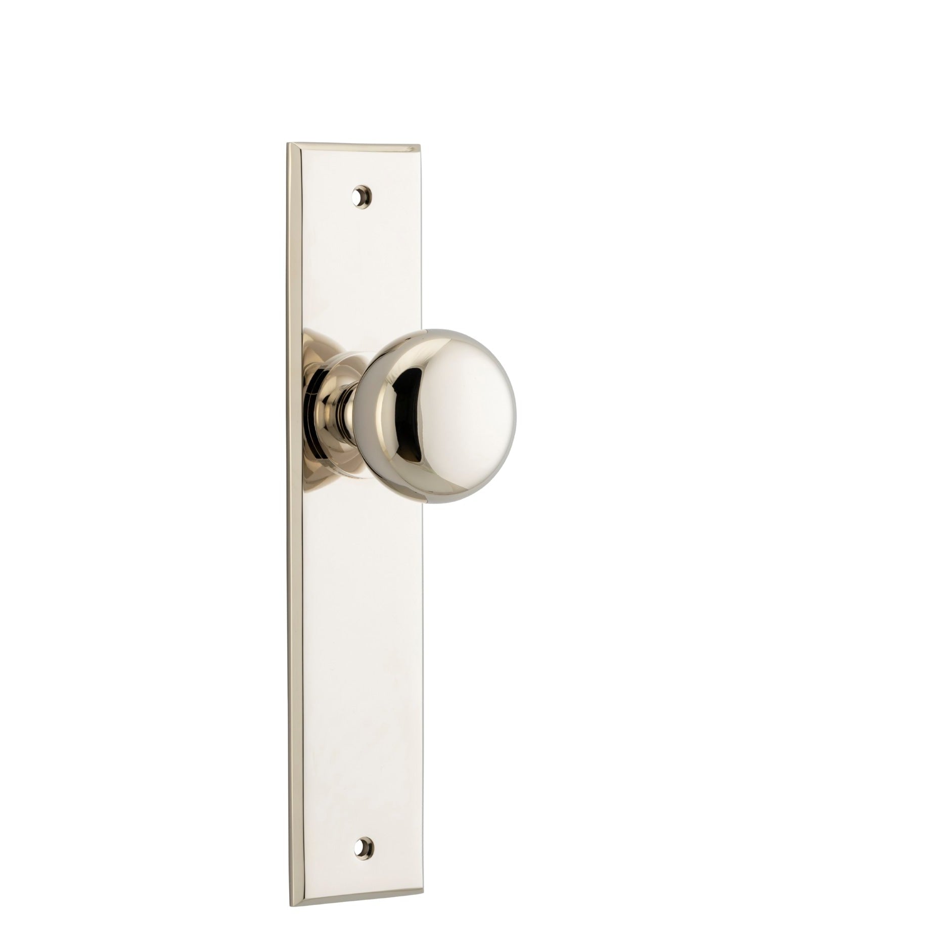 Iver Door Knob Cambridge Chamfered Latch Pair Polished Nickel