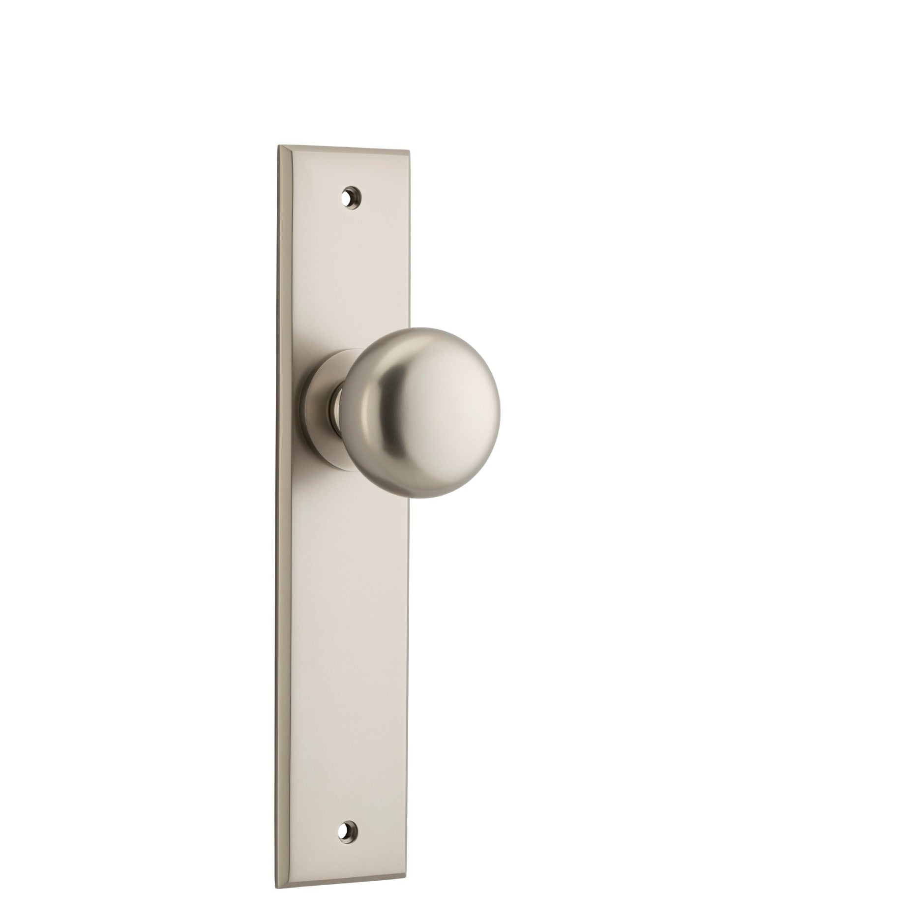 Iver Door Knob Cambridge Chamfered Latch Pair Satin Nickel