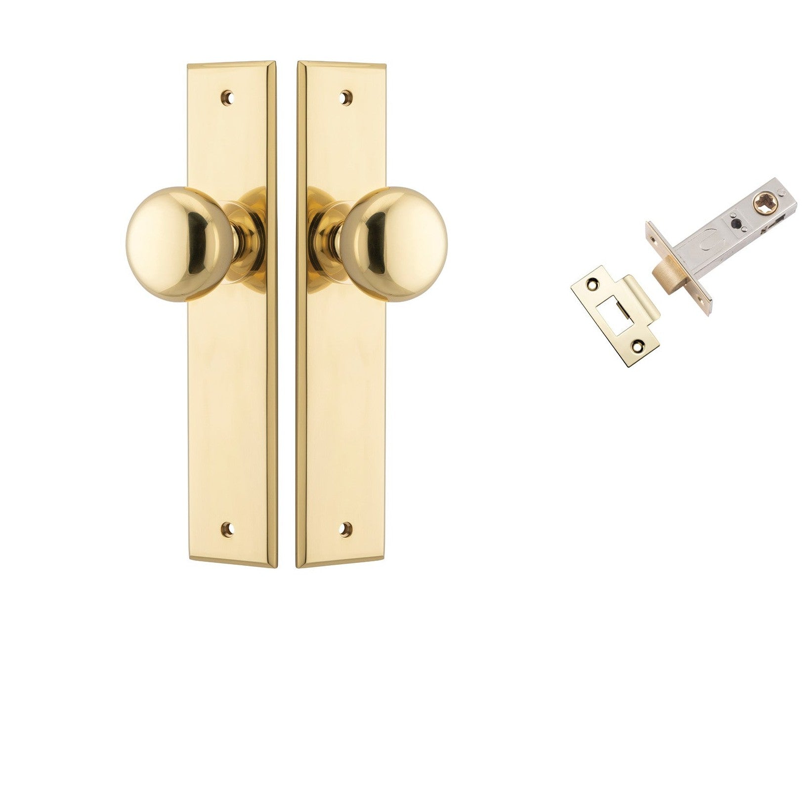 Iver Door Knob Cambridge Chamfered Polished Brass Passage Kit