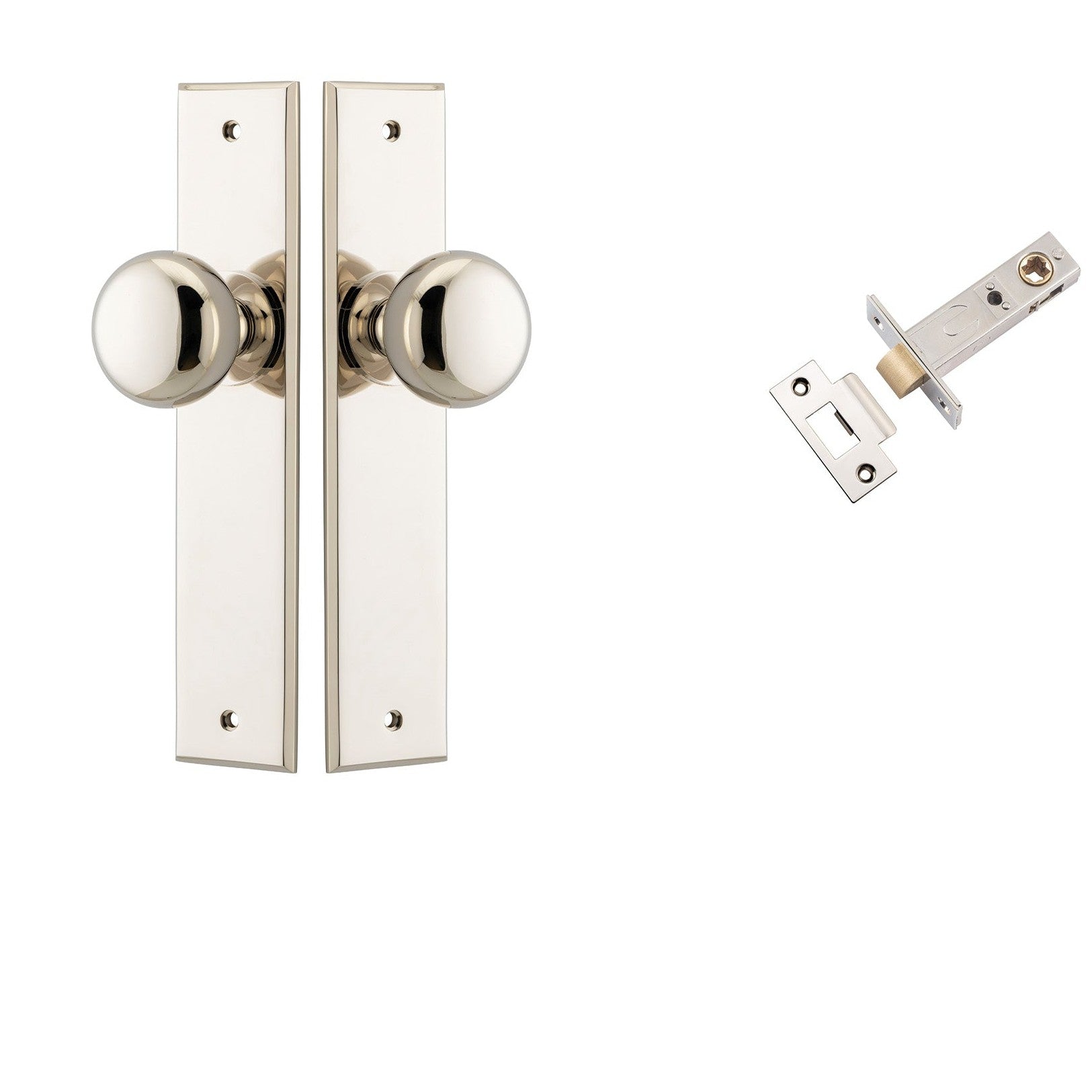 Iver Door Knob Cambridge Chamfered Polished Nickel Passage Kit