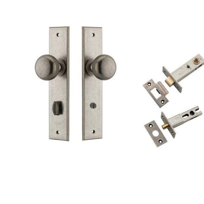 Iver Door Knob Cambridge Chamfered Privacy Distressed Nickel Privacy Kit