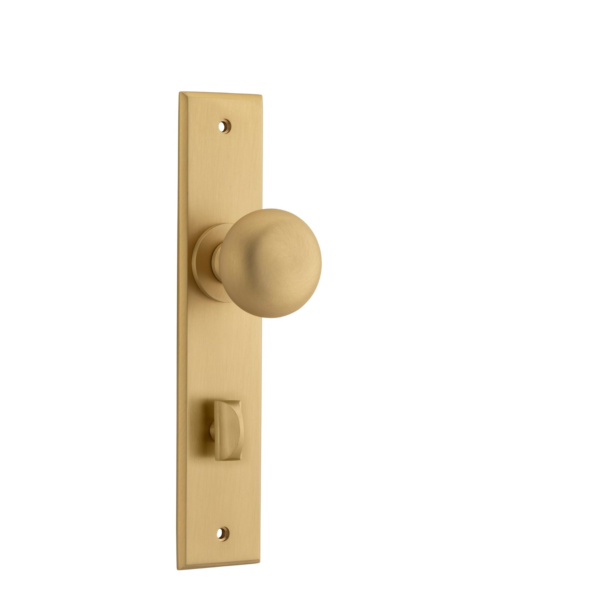 Iver Door Knob Cambridge Chamfered Privacy Pair Brushed Brass