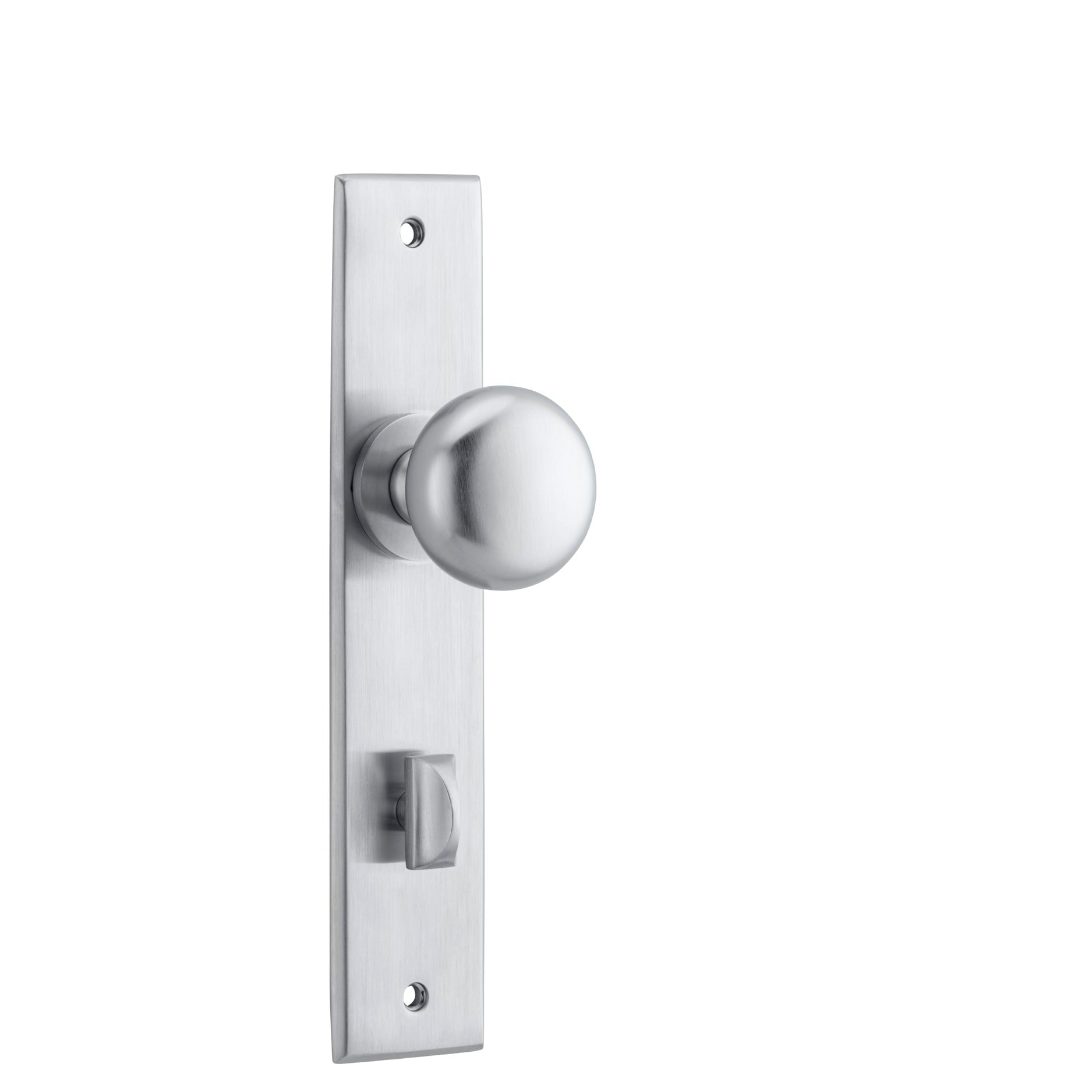 Iver Door Knob Cambridge Chamfered Privacy Pair Brushed Chrome