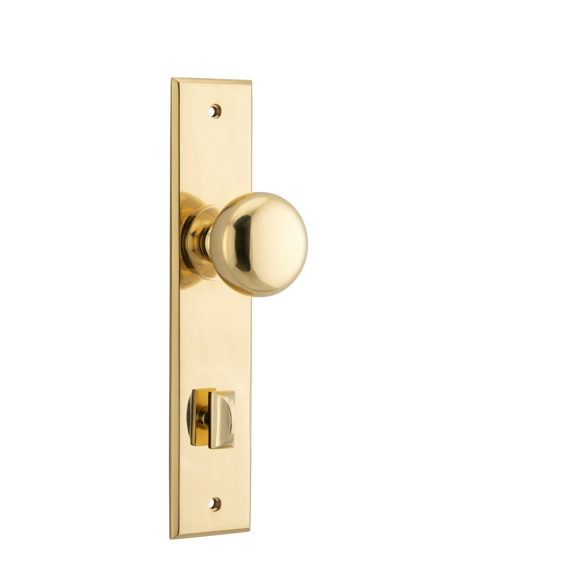 Iver Door Knob Cambridge Chamfered Privacy Pair Polished Brass