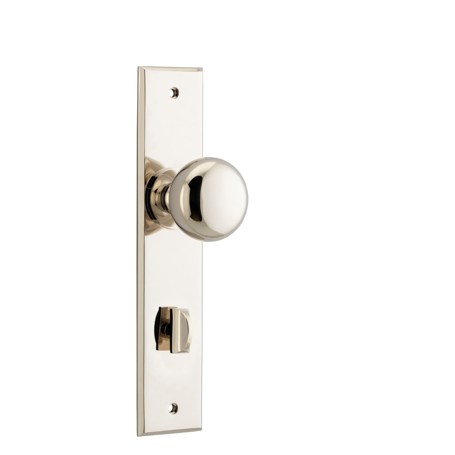 Iver Door Knob Cambridge Chamfered Privacy Pair Polished Nickel