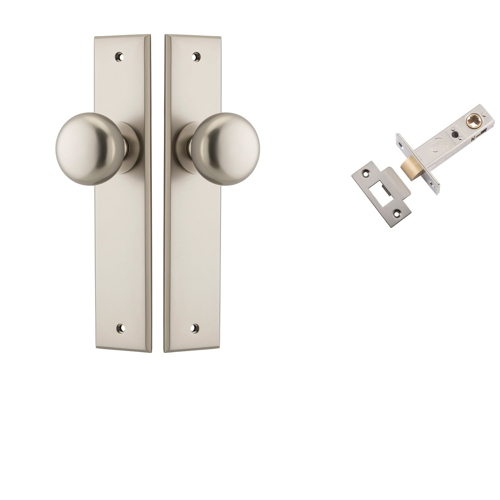 Iver Door Knob Cambridge Chamfered Satin Nickel Passage Kit