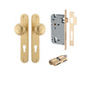 Iver Door Knob Cambridge Oval Euro Key/Key Brushed Brass Entrance Kit