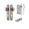 Iver Door Knob Cambridge Oval Euro Key/Thumb Satin Nickel Entrance Kit