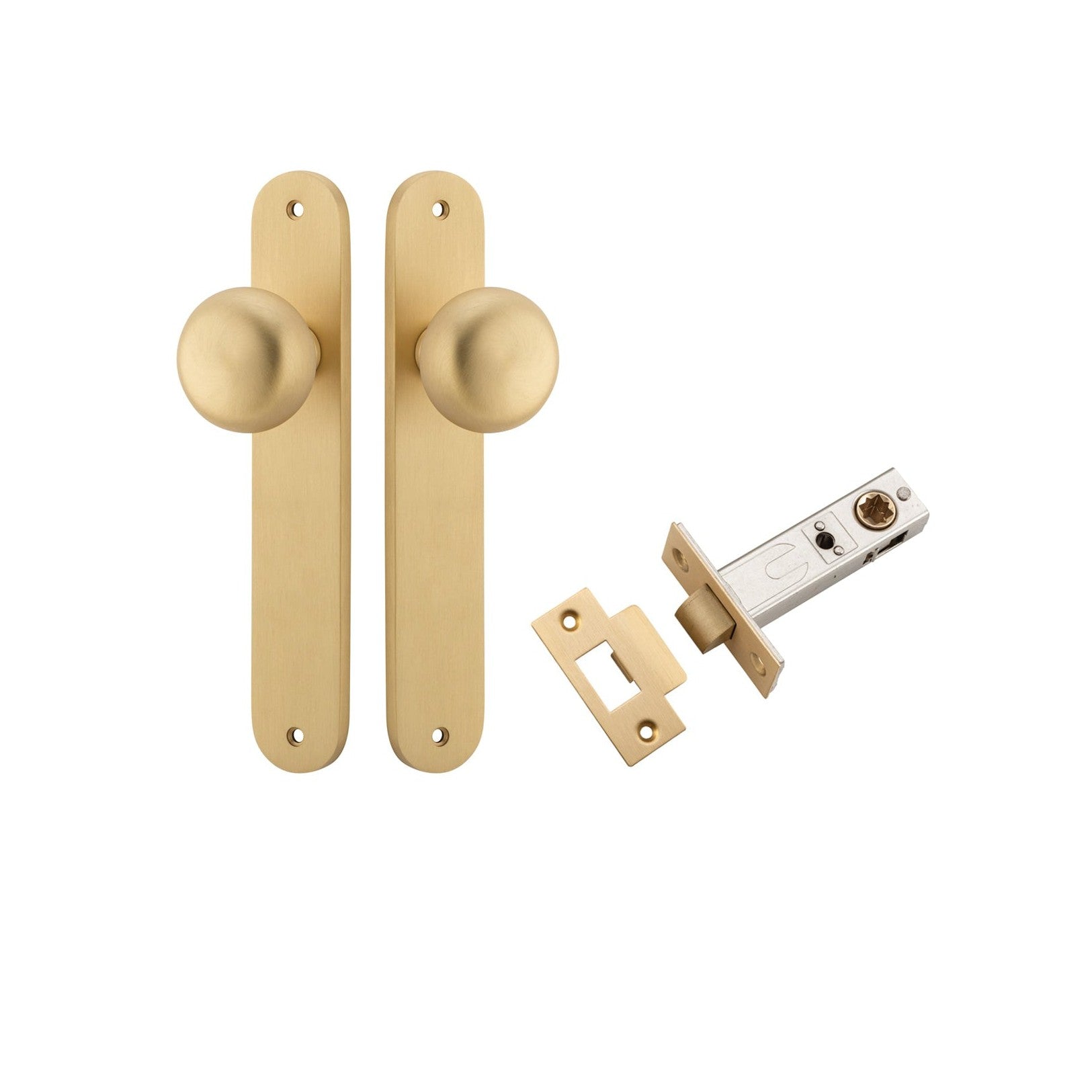 Iver Door Knob Cambridge Oval Latch Brushed Brass Passage Kit