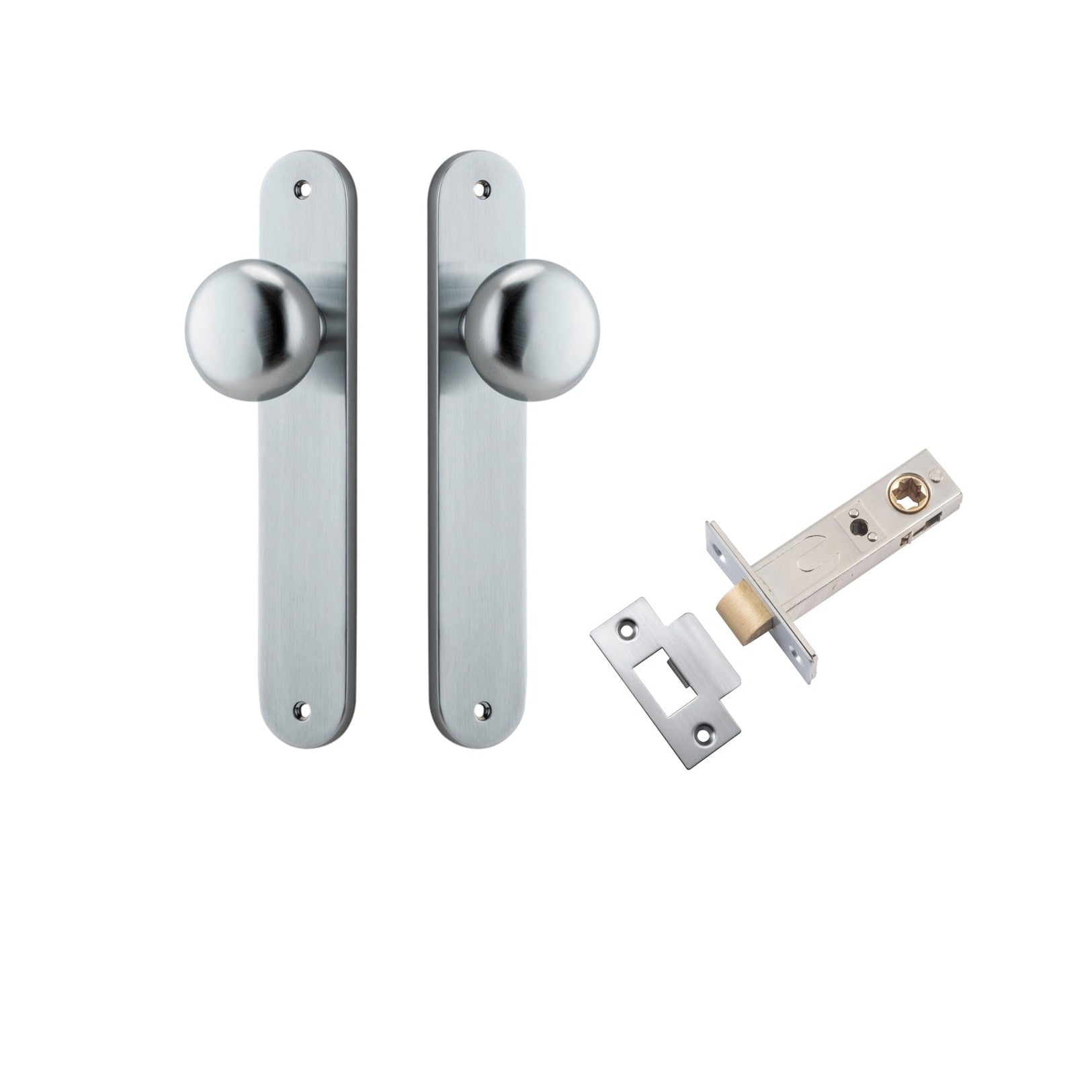 Iver Door Knob Cambridge Oval Latch Brushed Chrome Passage Kit