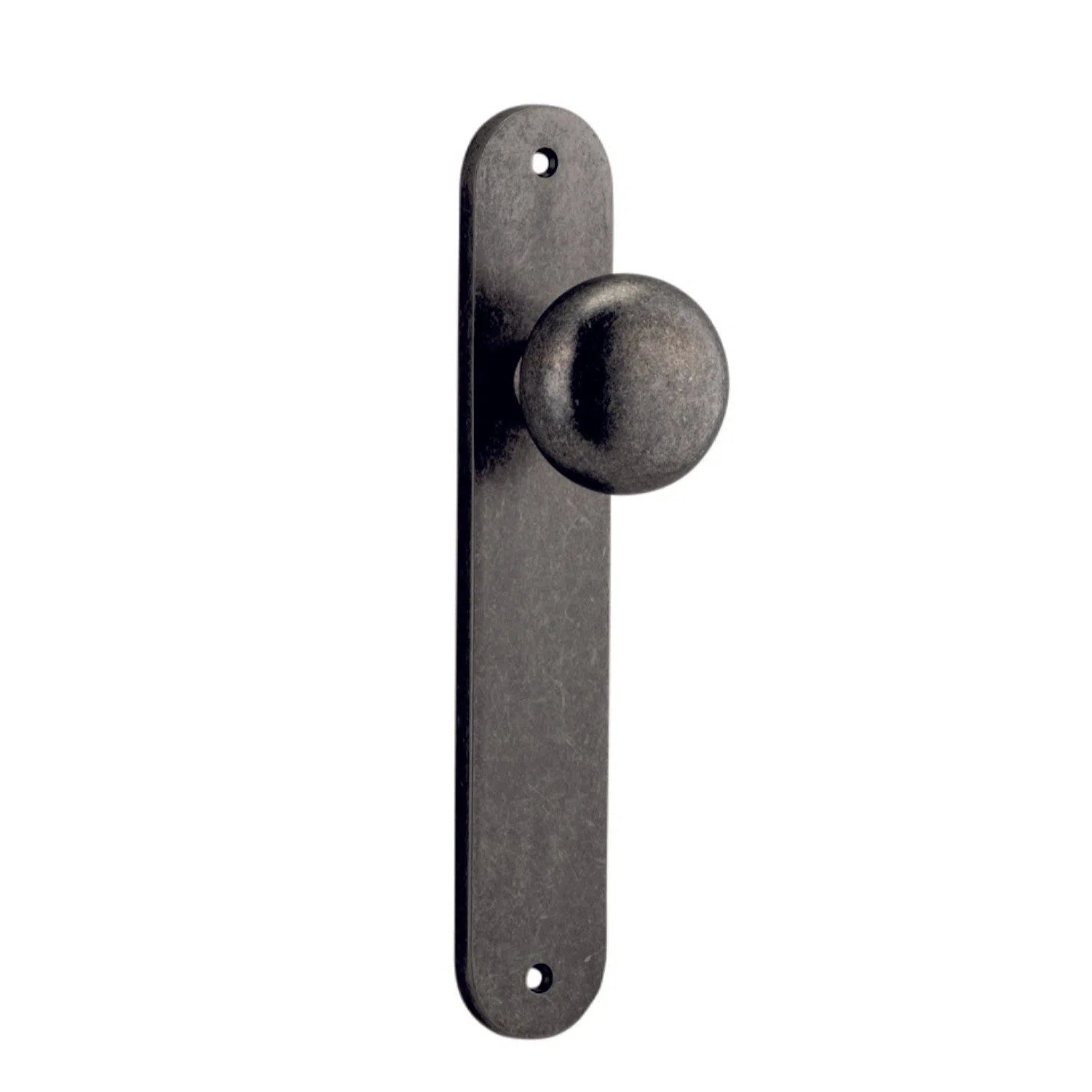 Iver Door Knob Cambridge Oval Latch Pair Distressed Nickel