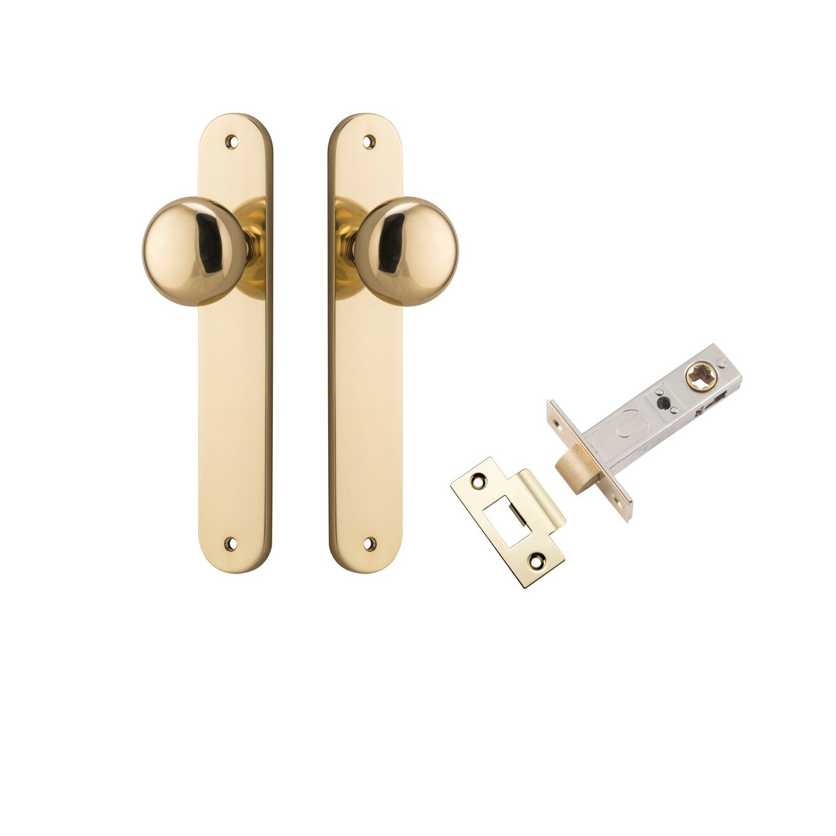 Iver Door Knob Cambridge Oval Latch Polished Brass Passage Kit