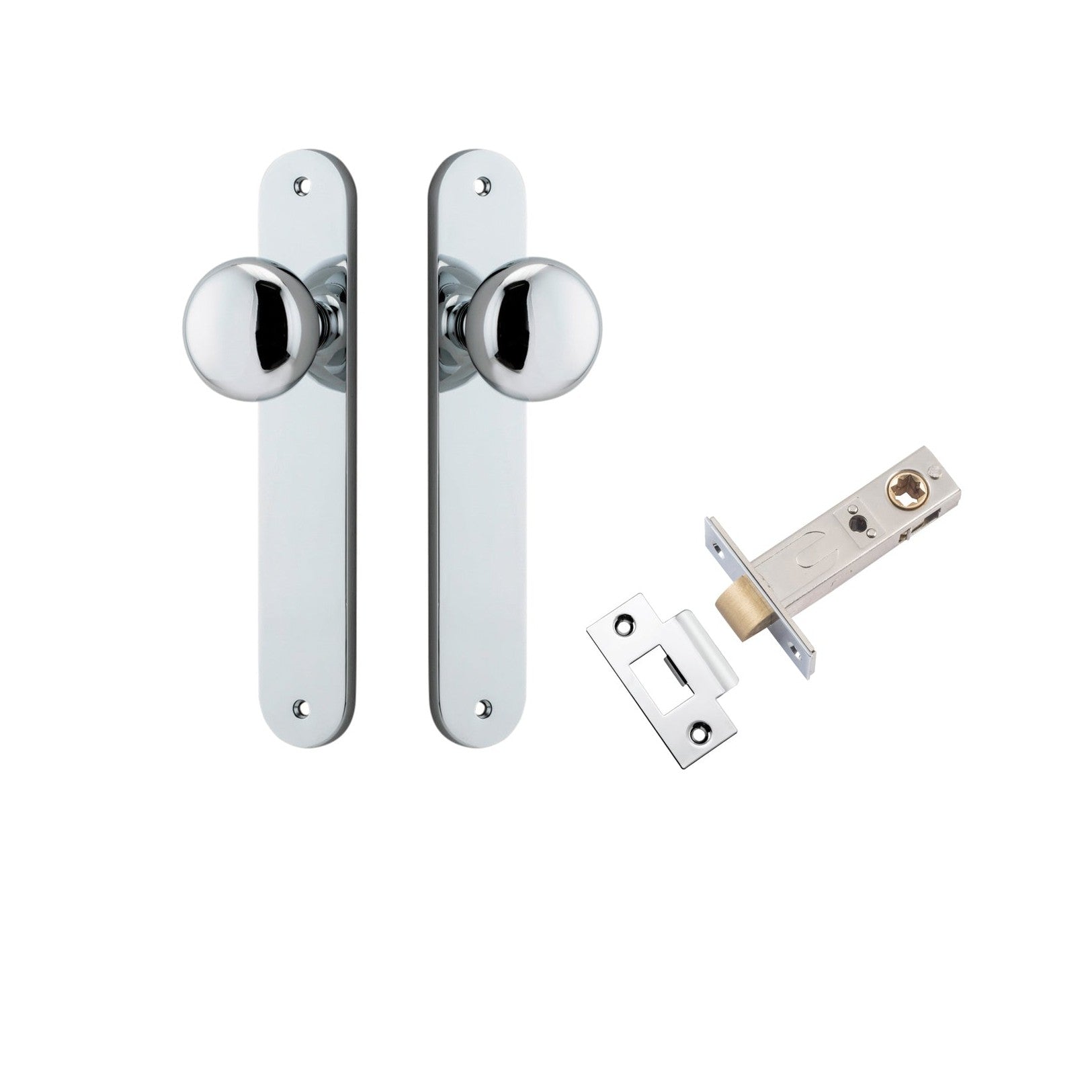 Iver Door Knob Cambridge Oval Latch Polished Chrome Passage Kit