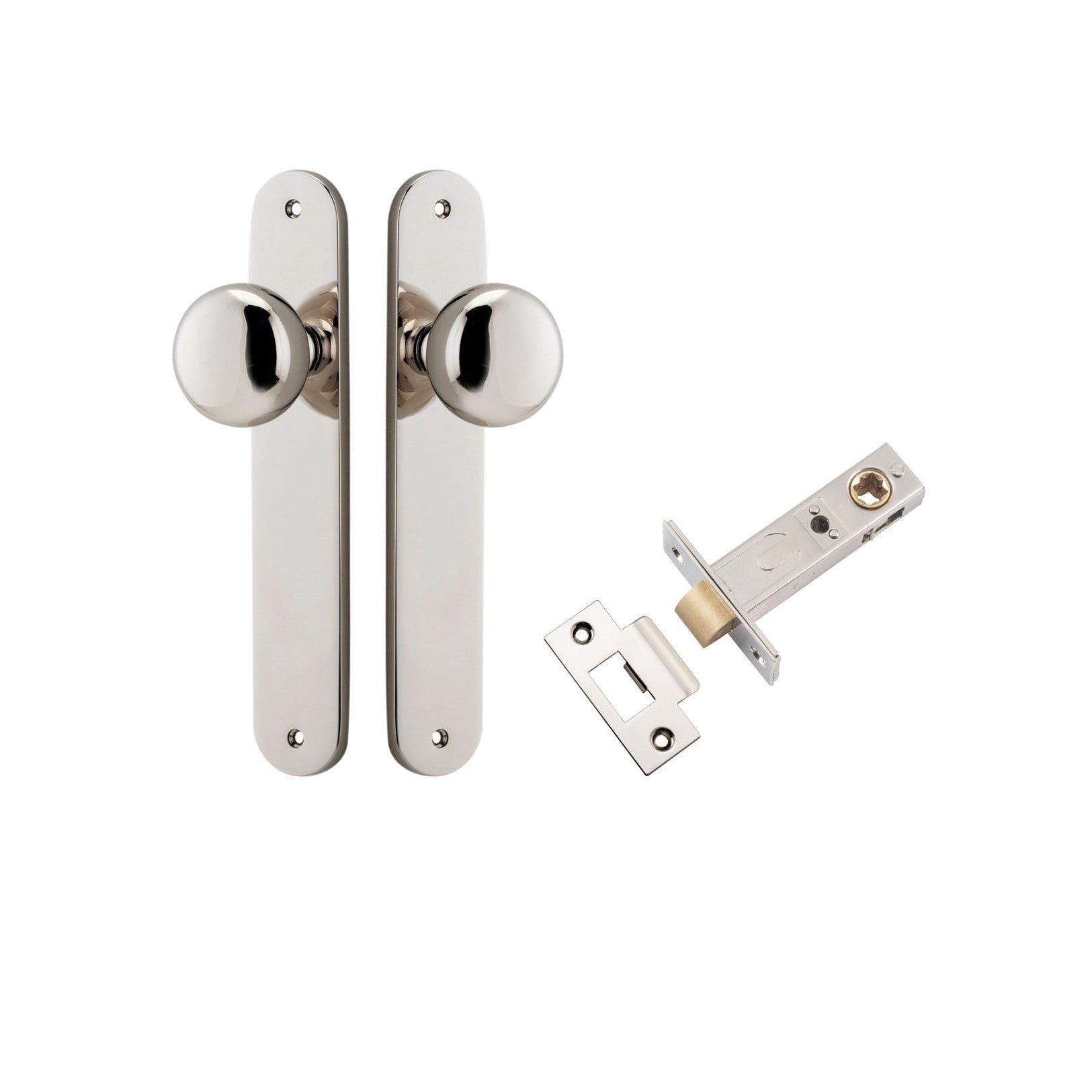 Iver Door Knob Cambridge Oval Latch Polished Nickel Passage Kit