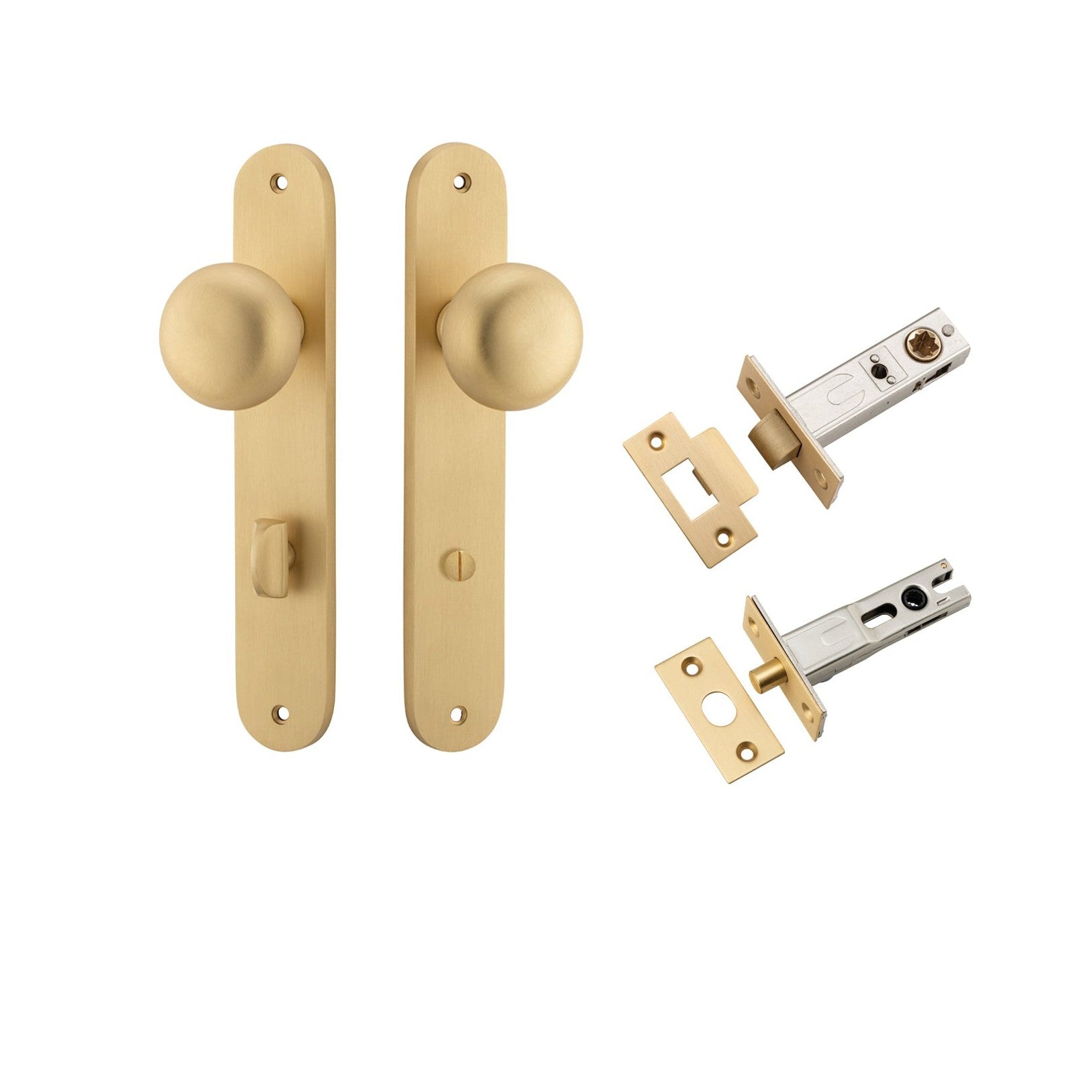 Iver Door Knob Cambridge Oval Privacy Brushed Brass Inbuilt Privacy Kit