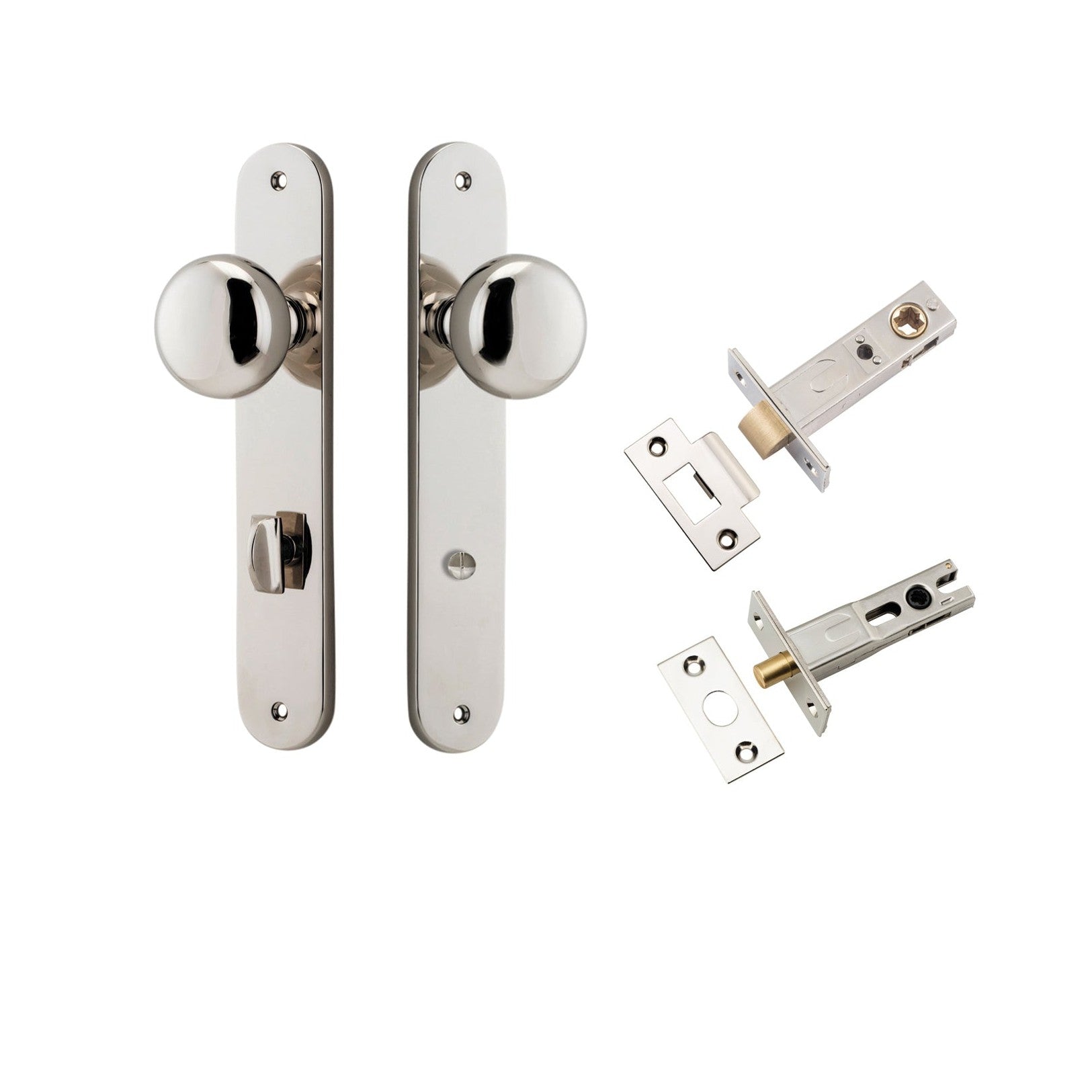 Iver Door Knob Cambridge Oval Privacy Polished Nickel Inbuilt Privacy Kit