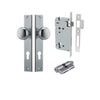 Iver Door Knob Cambridge Rectangular Euro Key/Key Brushed Chrome Entrance Kit