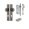 Iver Door Knob Cambridge Rectangular Euro Key/Key Distressed Nickel Entrance Kit