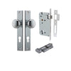 Iver Door Knob Cambridge Rectangular Euro Key/Thumb Brushed Chrome Entrance Kit