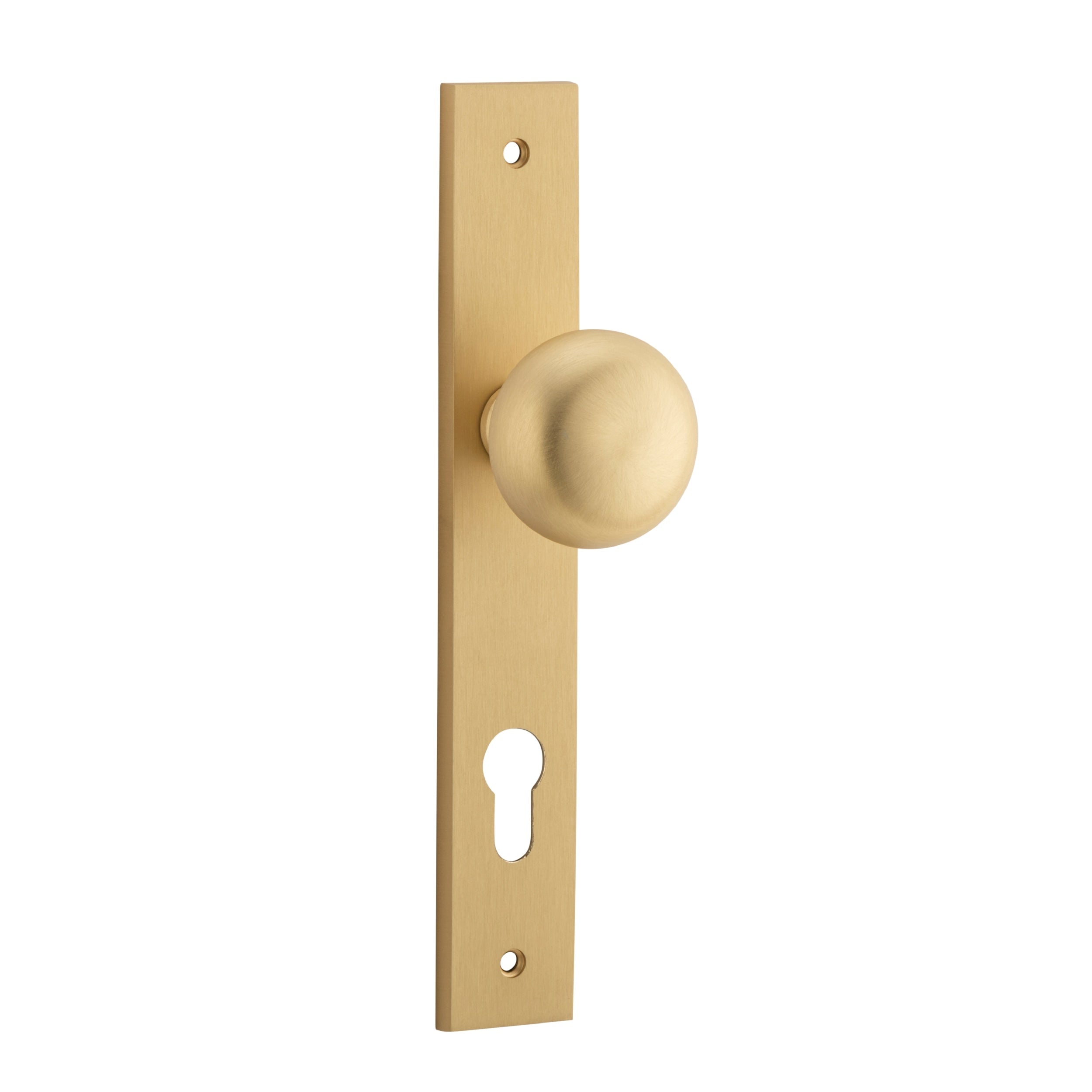 Iver Door Knob Cambridge Rectangular Euro Pair Brushed Brass