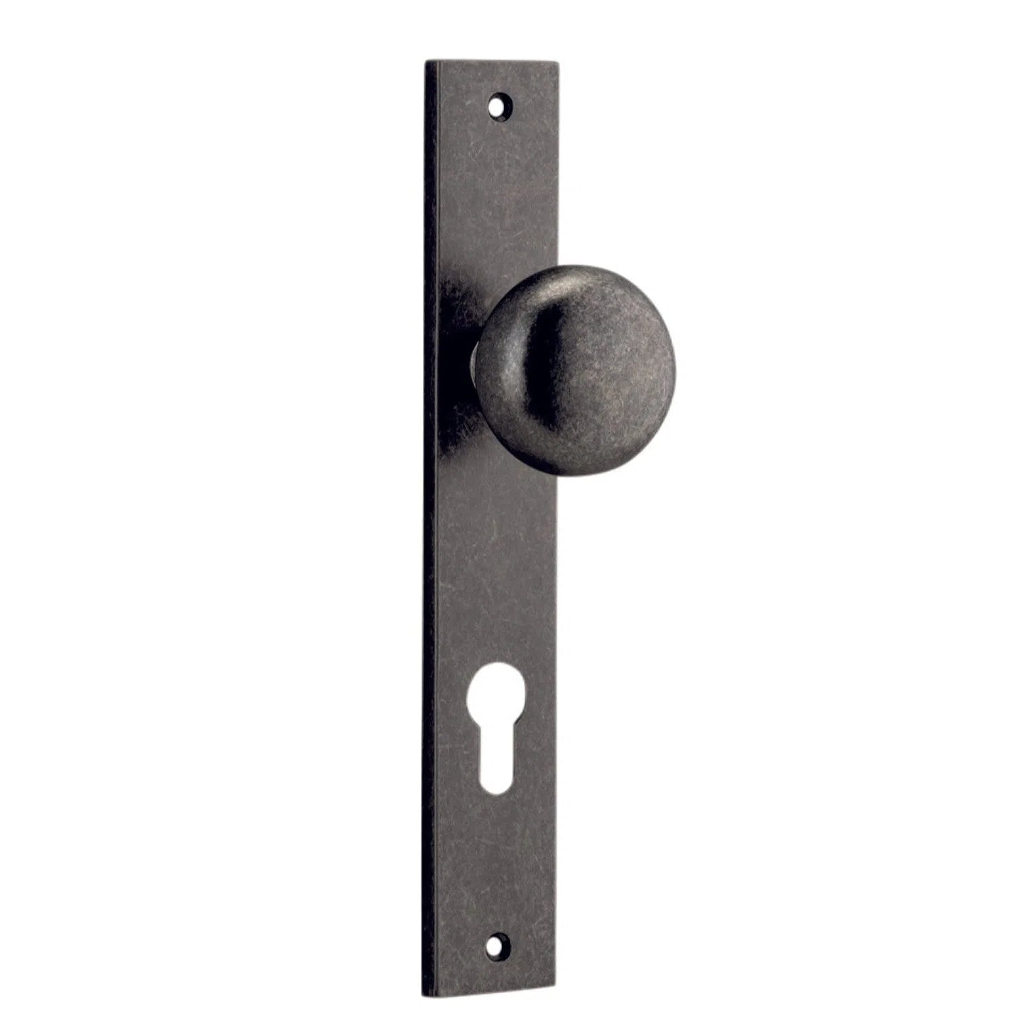 Iver Door Knob Cambridge Rectangular Euro Pair Distressed Nickel