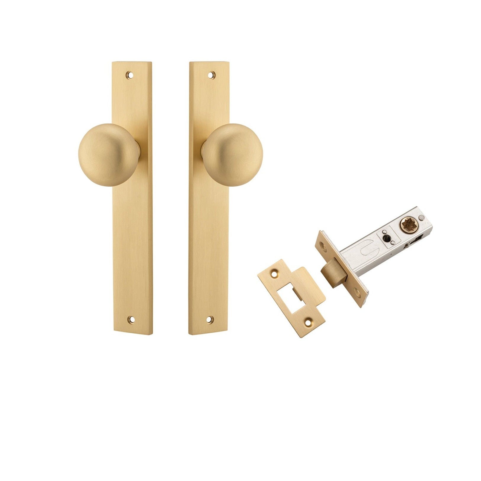 Iver Door Knob Cambridge Rectangular Latch Brushed Brass Passage Kit