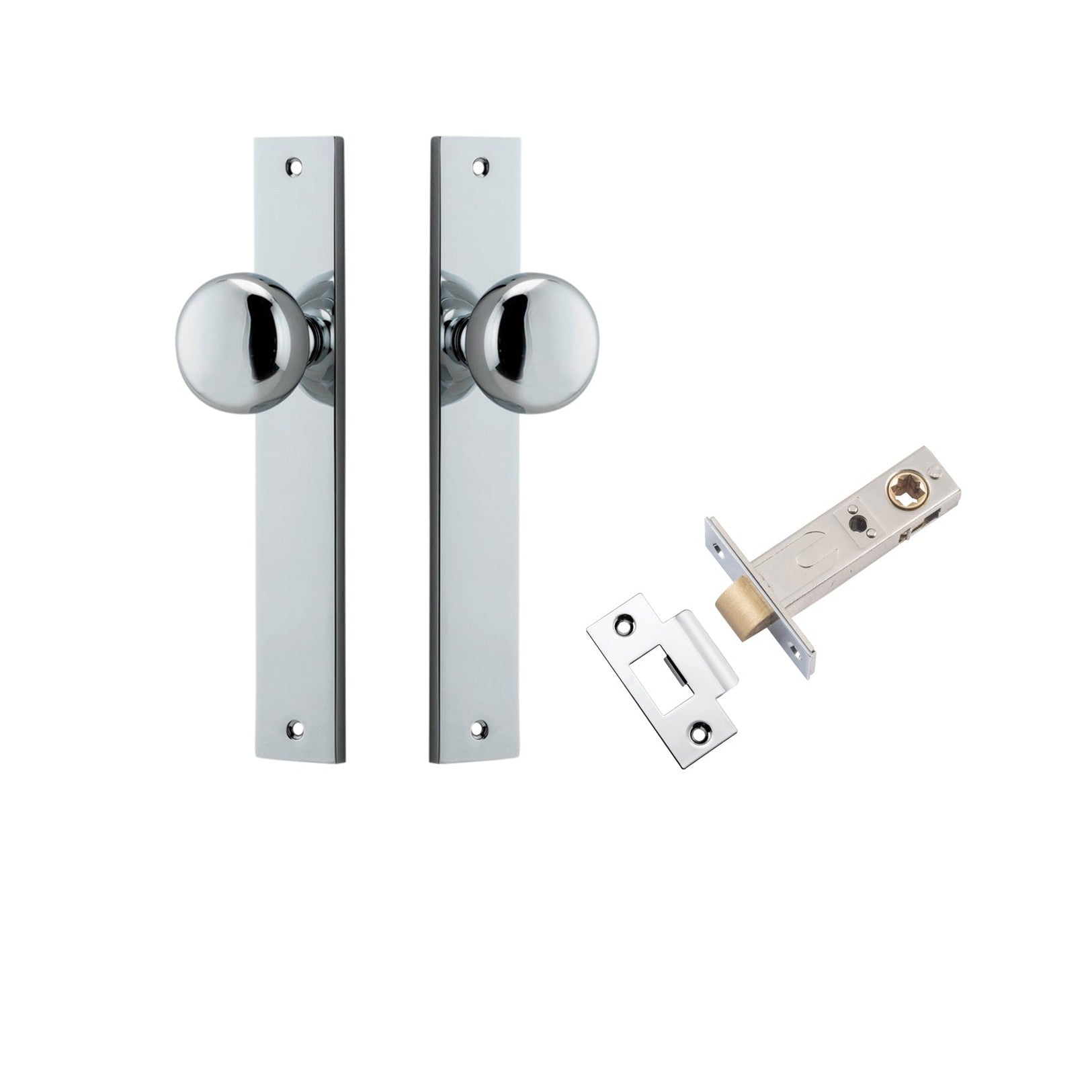 Iver Door Knob Cambridge Rectangular Latch Polished Chrome Passage Kit