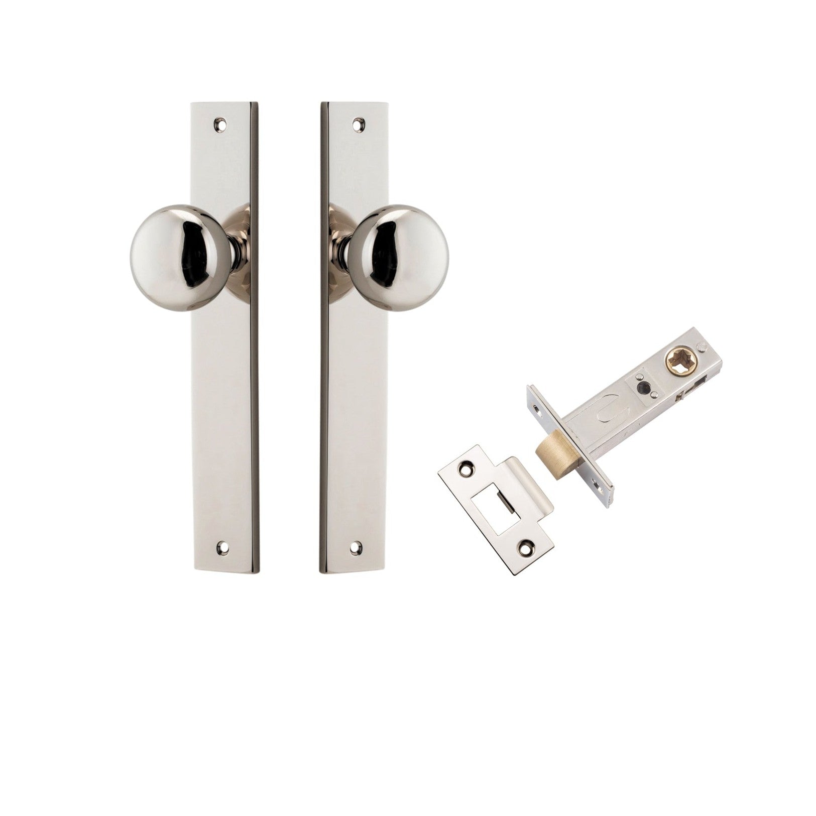 Iver Door Knob Cambridge Rectangular Latch Polished Nickel Passage Kit