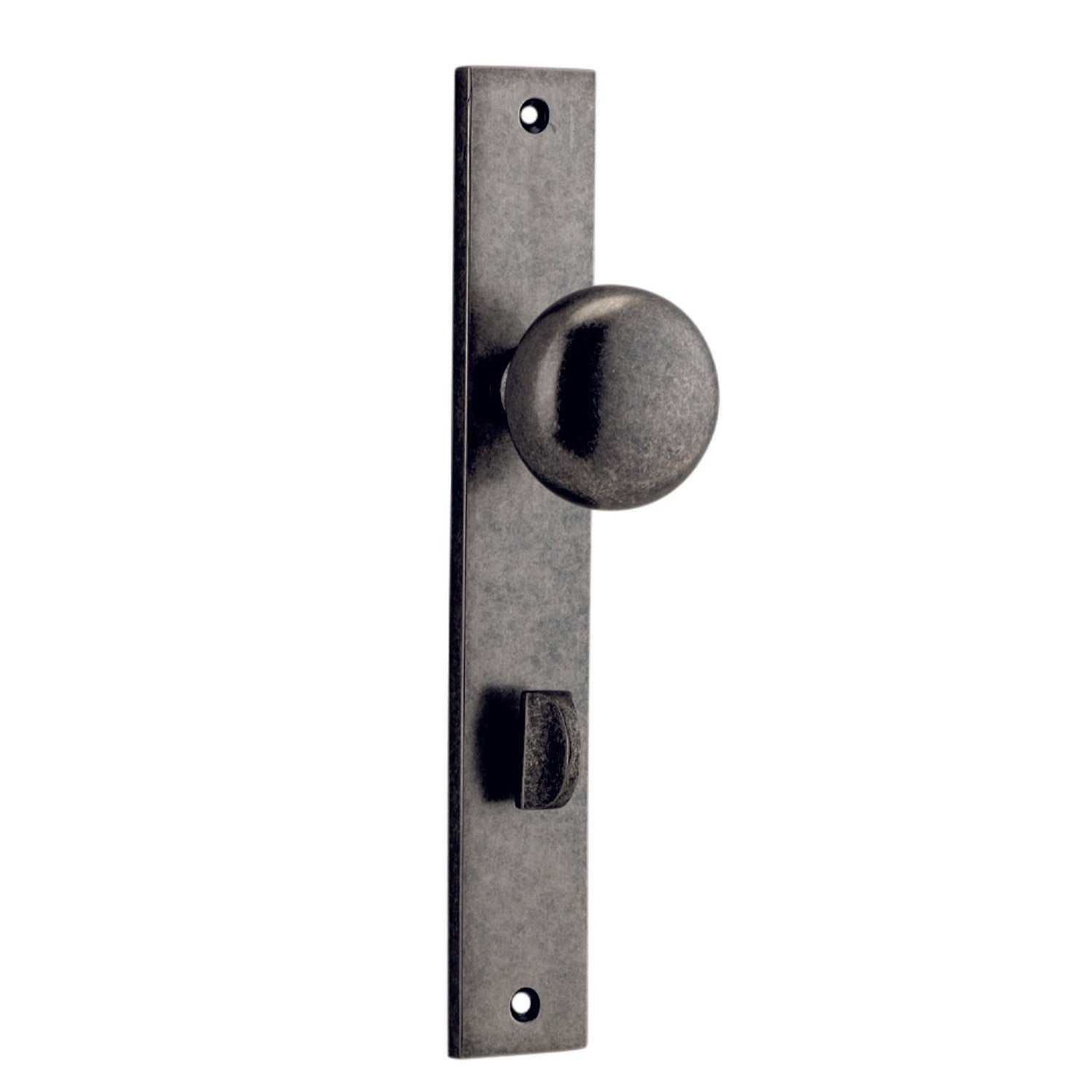 Iver Door Knob Cambridge Rectangular Privacy Pair Distressed Nickel