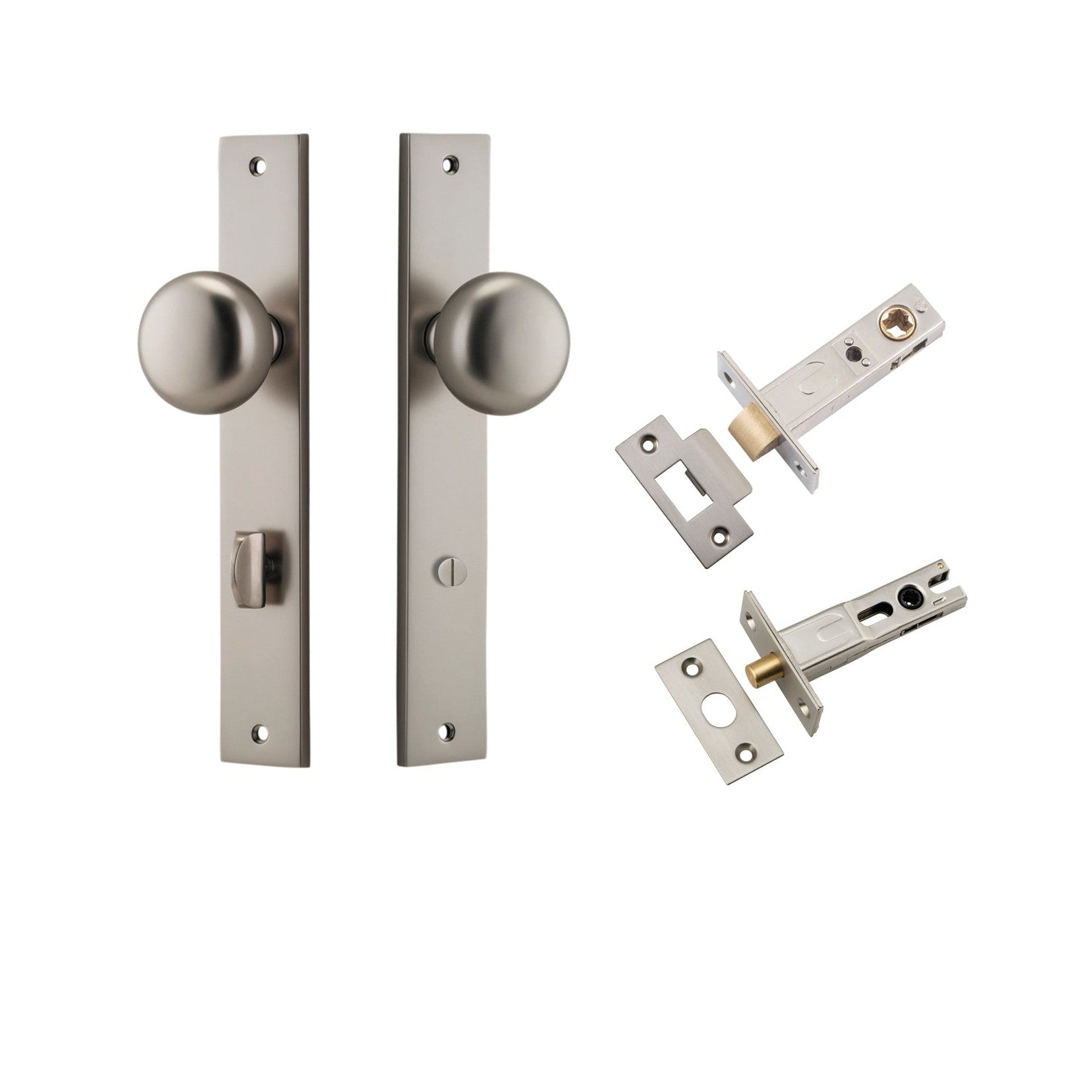 Iver Door Knob Cambridge Rectangular Privacy Satin Nickel Inbuilt Privacy Kit