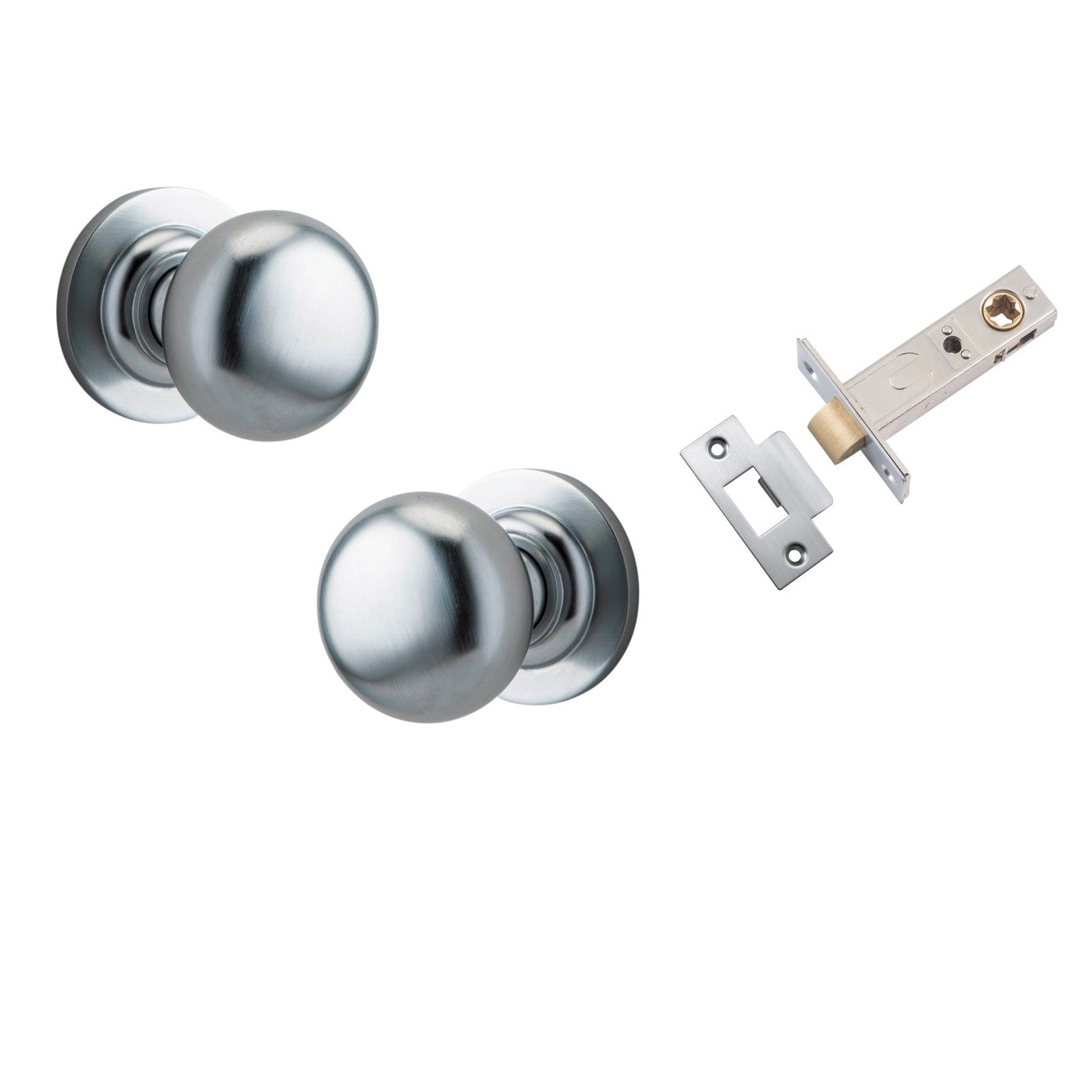 Iver Door Knob Cambridge Round Rose Concealed Fix Brushed Chrome Passage Kit