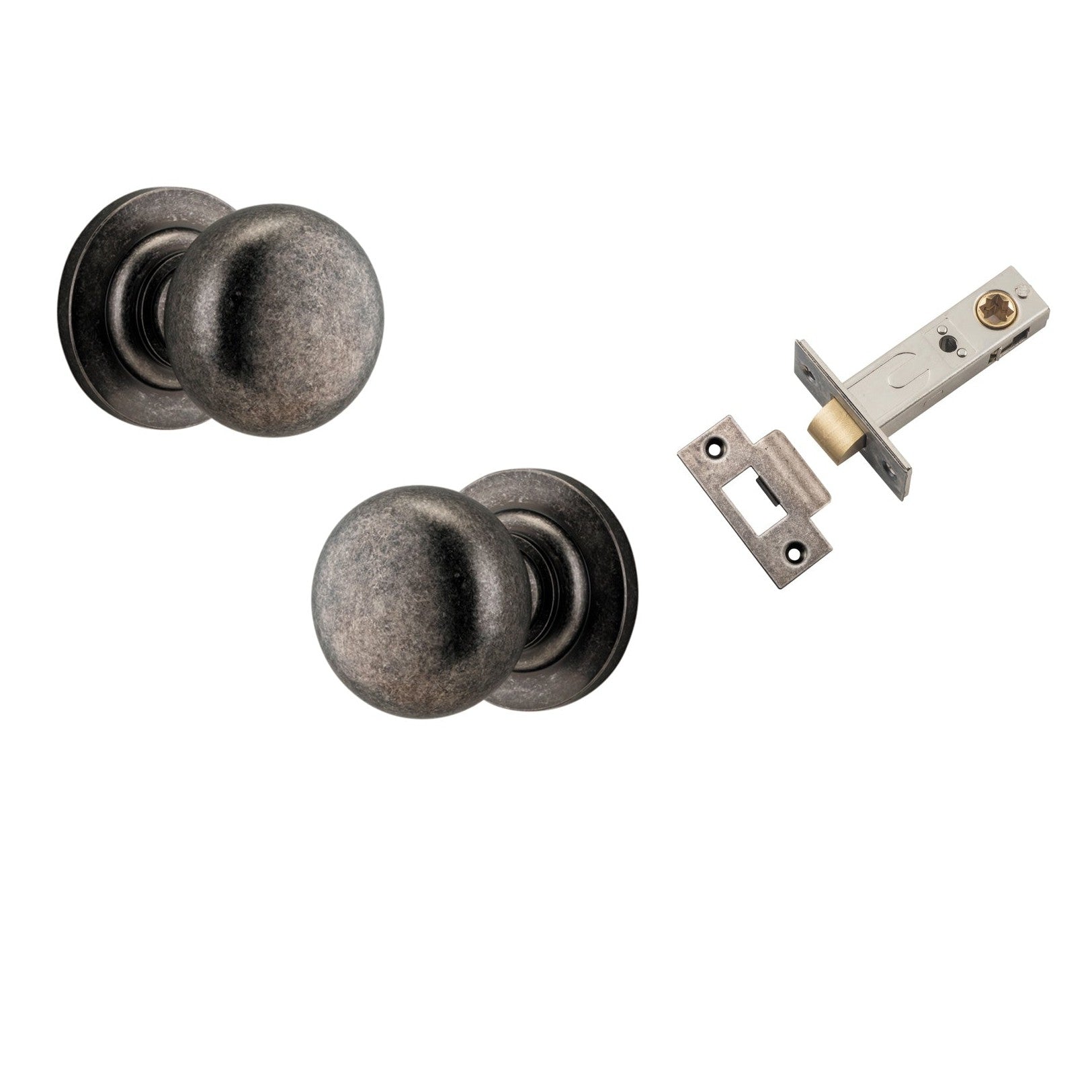 Iver Door Knob Cambridge Round Rose Concealed Fix Distressed Nickel Passage Kit