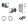 Iver Door Knob Cambridge Round Rose Concealed Fix Key/Key Brushed Chrome Entrance Kit