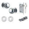 Iver Door Knob Cambridge Round Rose Concealed Fix Key/Thumb Brushed Chrome Entrance Kit