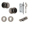 Iver Door Knob Cambridge Round Rose Concealed Fix Key/Thumb Distressed Nickel Entrance Kit