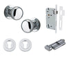 Iver Door Knob Cambridge Round Rose Concealed Fix Key/Thumb Polished Chrome Entrance Kit