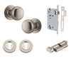 Iver Door Knob Cambridge Round Rose Concealed Fix Key/Thumb Satin Nickel Entrance Kit