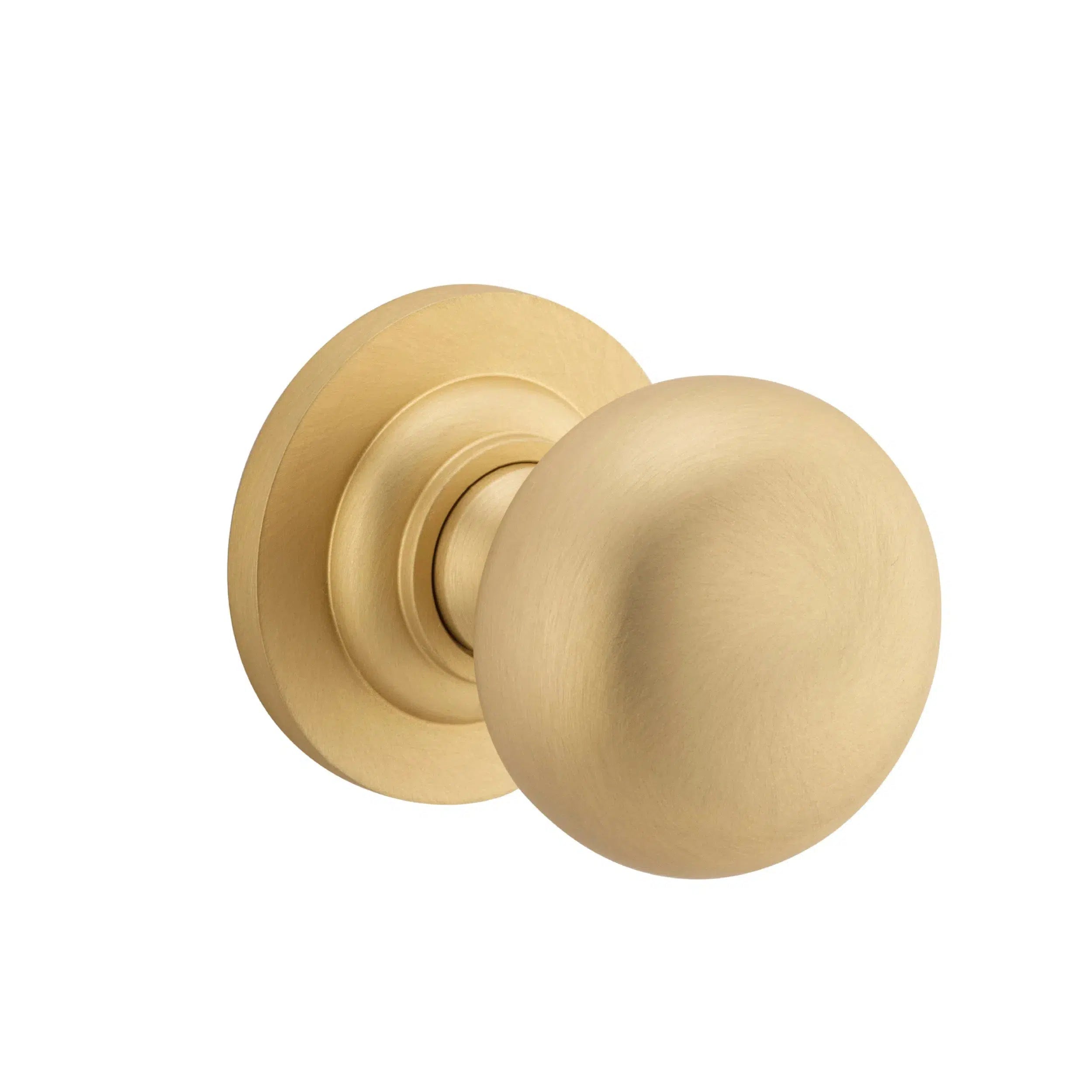 Iver Door Knob Cambridge Round Rose Concealed Fix Pair Brushed Brass