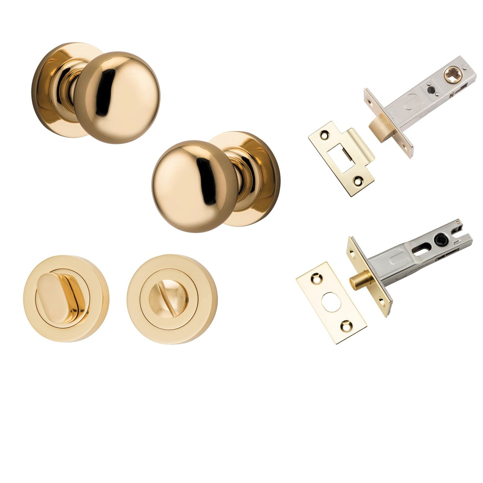 Iver Door Knob Cambridge Round Rose Concealed Fix Polished Brass Privacy Kit