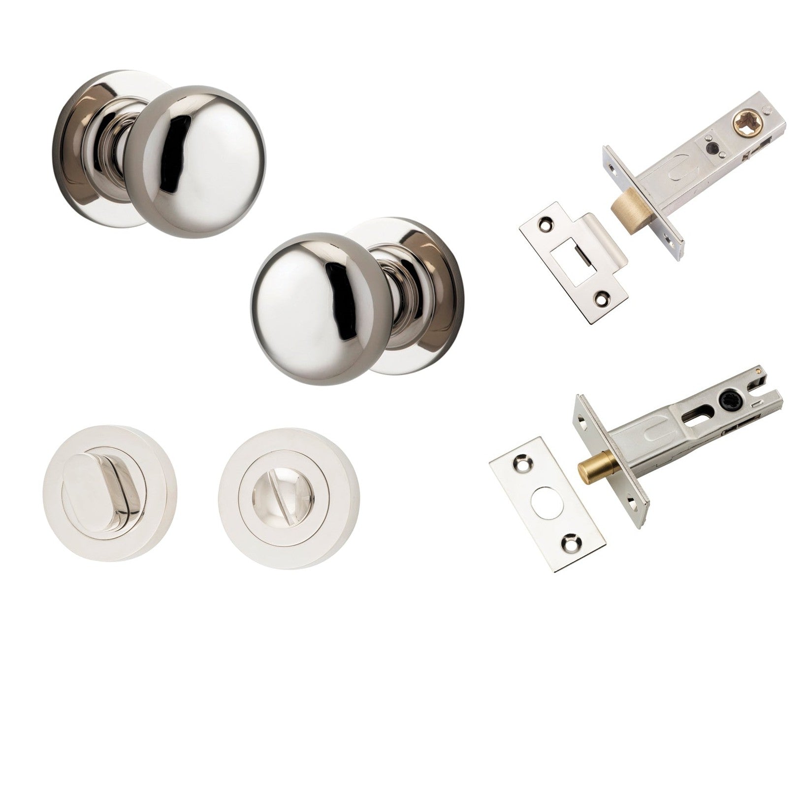 Iver Door Knob Cambridge Round Rose Concealed Fix Polished Nickel Privacy Kit