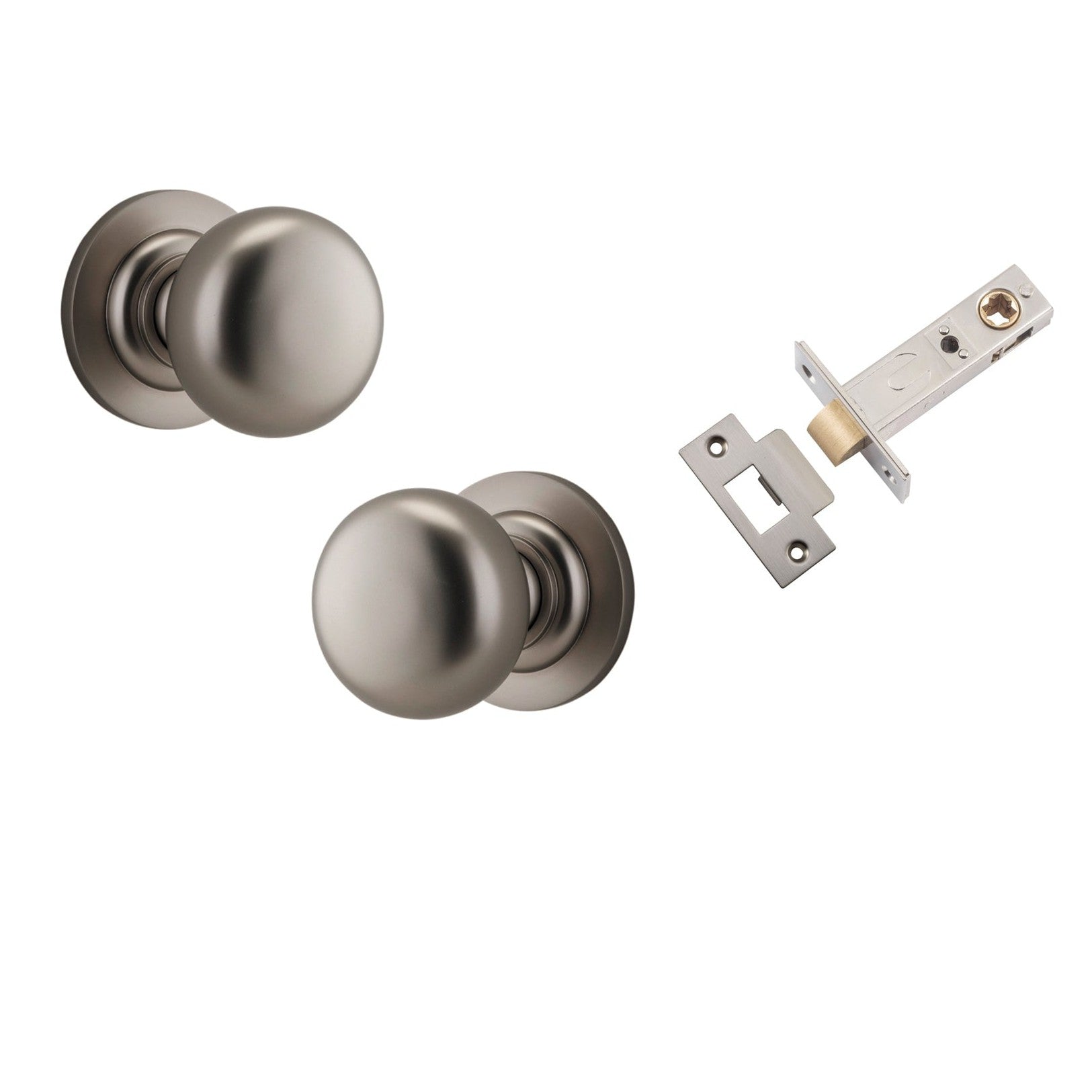 Iver Door Knob Cambridge Round Rose Concealed Fix Satin Nickel Passage Kit