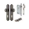 Iver Door Knob Cambridge Shouldered Euro Key/Thumb Distressed Nickel Entrance Kit