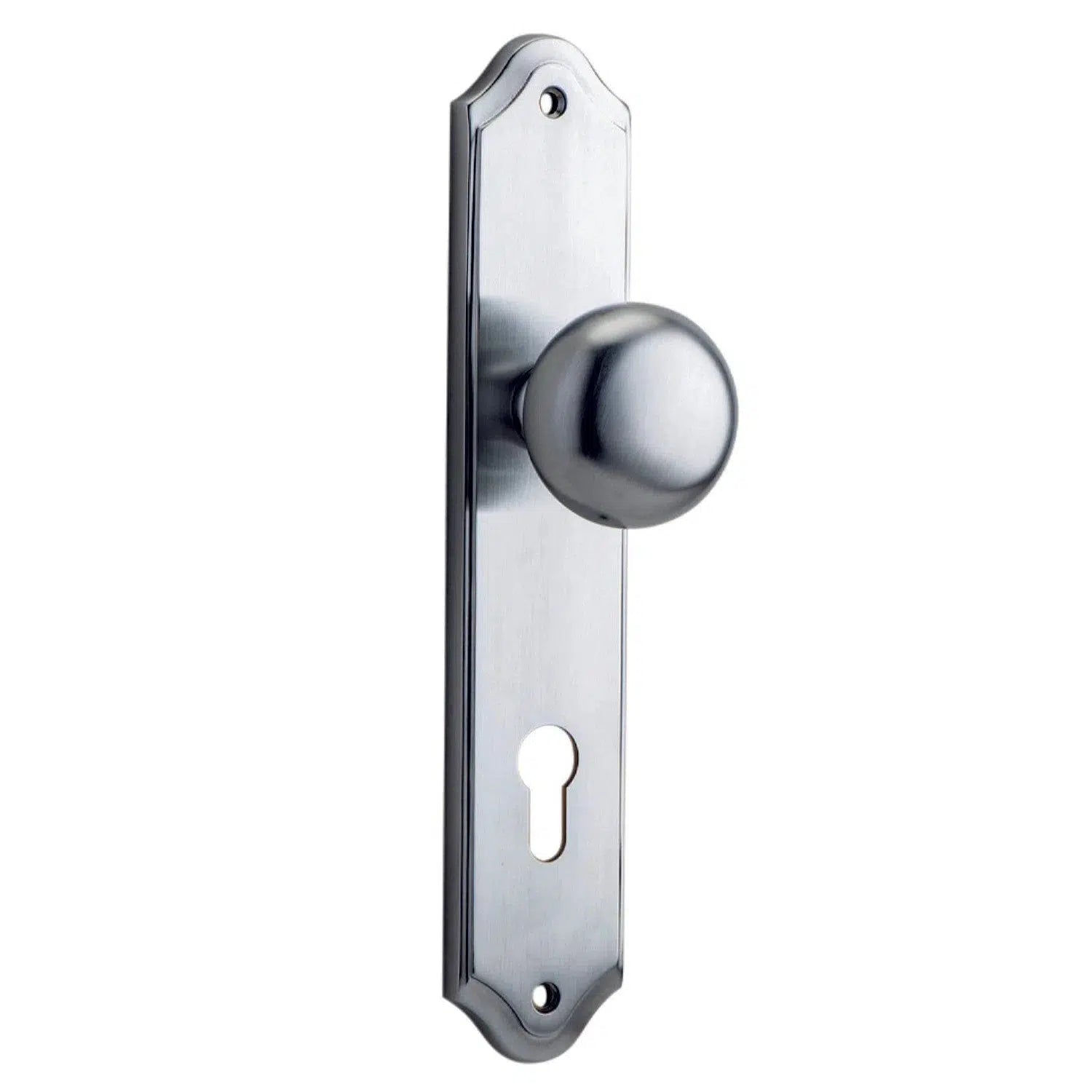 Iver Door Knob Cambridge Shouldered Euro Pair Brushed Chrome