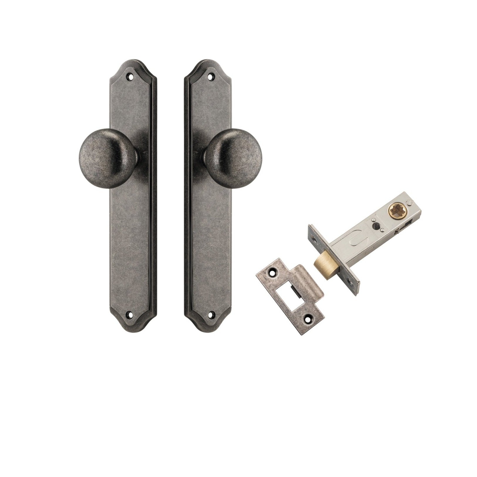 Iver Door Knob Cambridge Shouldered Latch Distressed Nickel Passage Kit