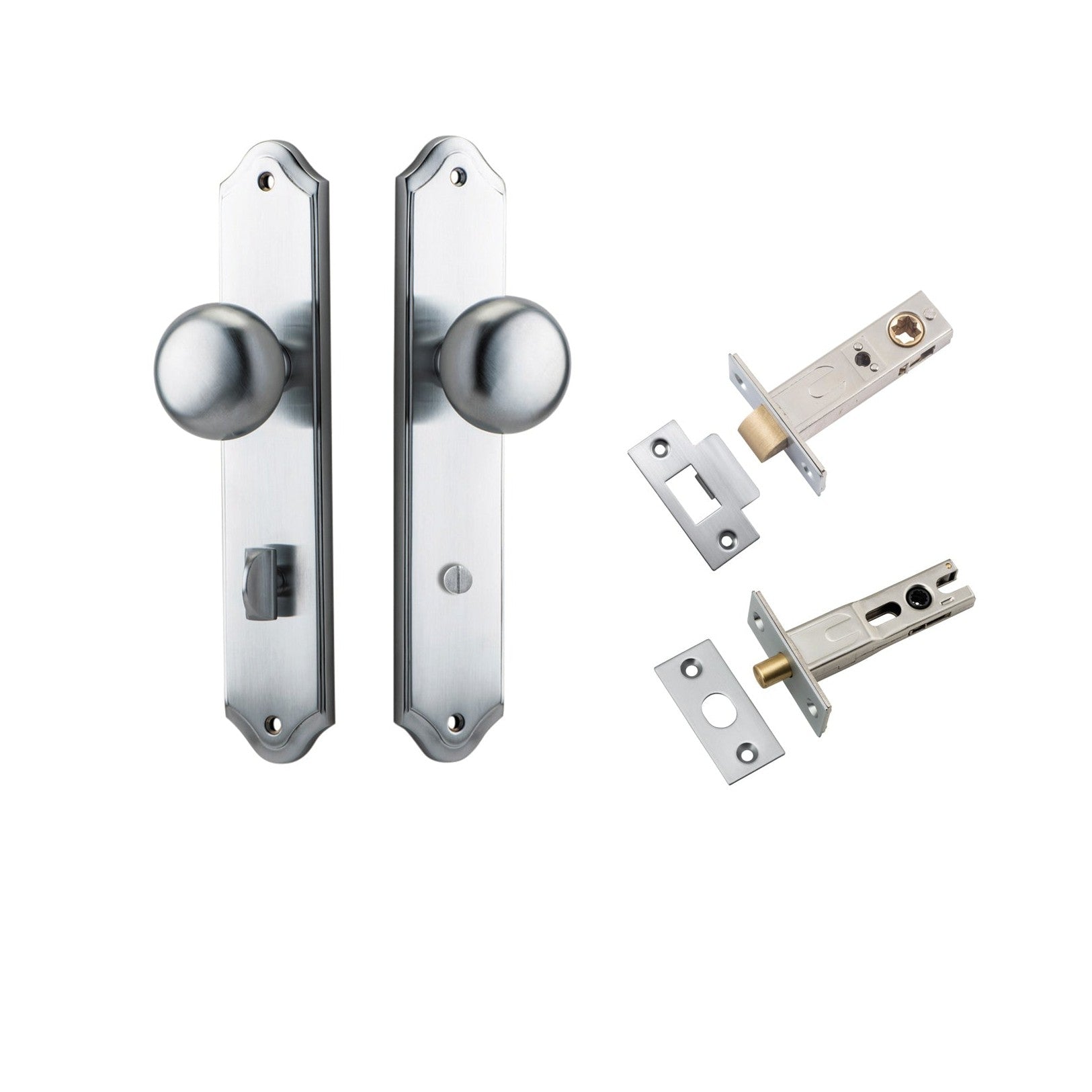 Iver Door Knob Cambridge Shouldered Privacy Brushed Chrome Inbuilt Privacy Kit