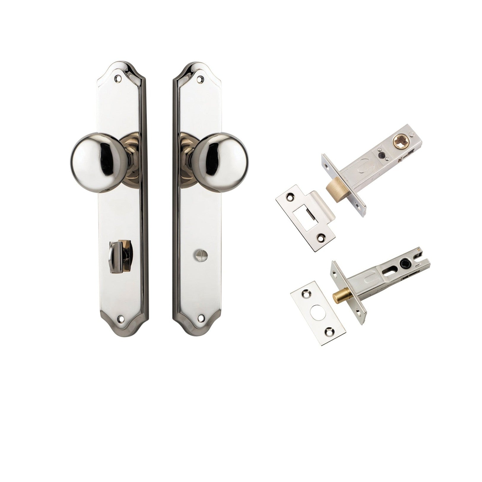 Iver Door Knob Cambridge Shouldered Privacy Polished Nickel Inbuilt Privacy Kit